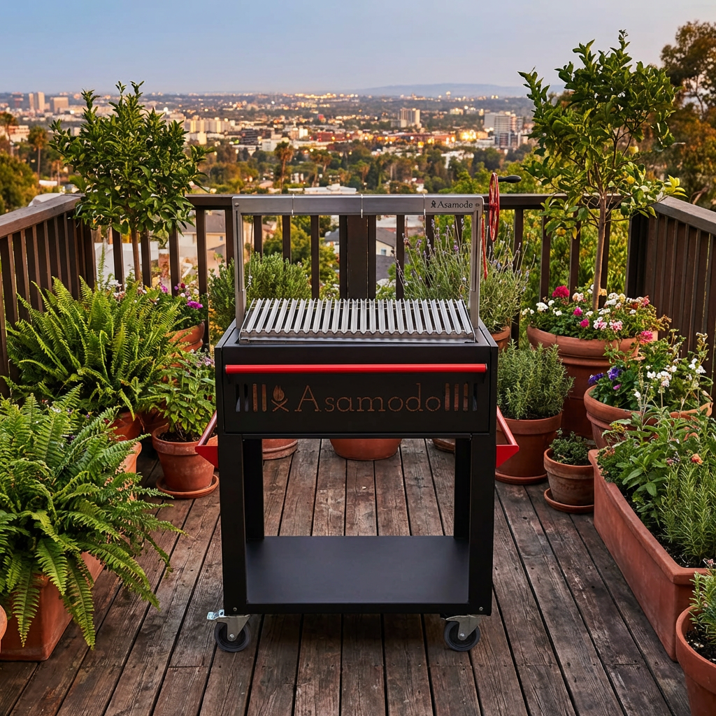 Der Brasa Coupé - Argentinischer Holzkohlengrill für den Balkon - AsamodoGrillBrasa Coupé mit Wagen